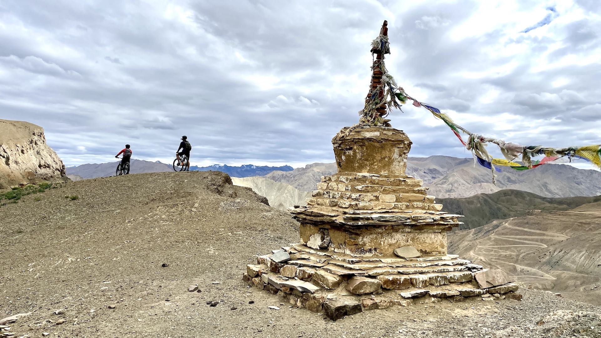 Prayer flags above a Ladakh valley in the Indian Himalaya
