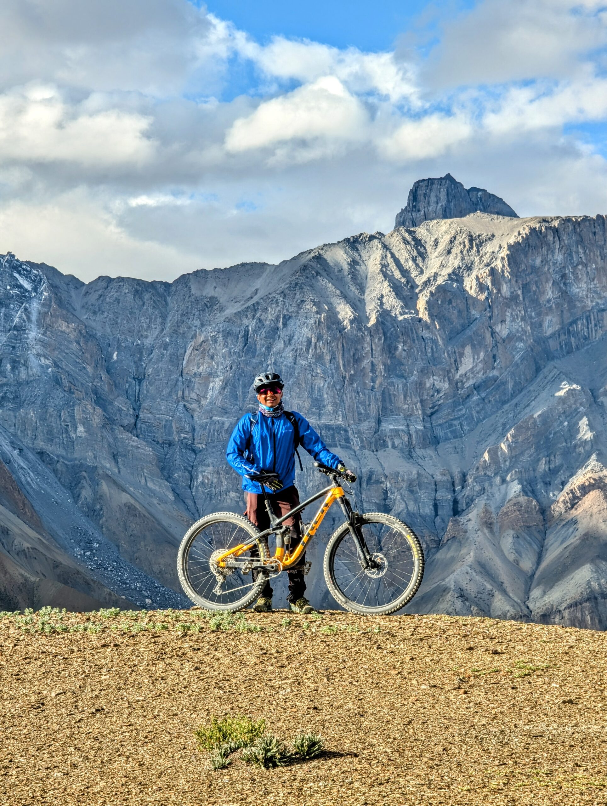 Mountain biker on a high-altitude trail in Zanskar