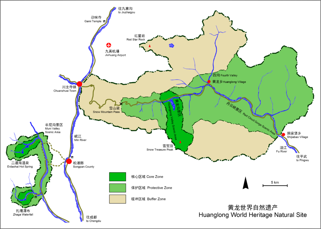 huanglong world heritage site map
